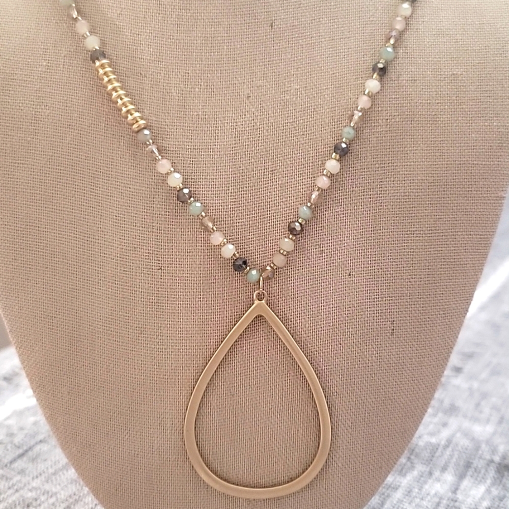 Chicos Elegant Gold and Silver Tone Teardrop Necklace Cottagecore Style